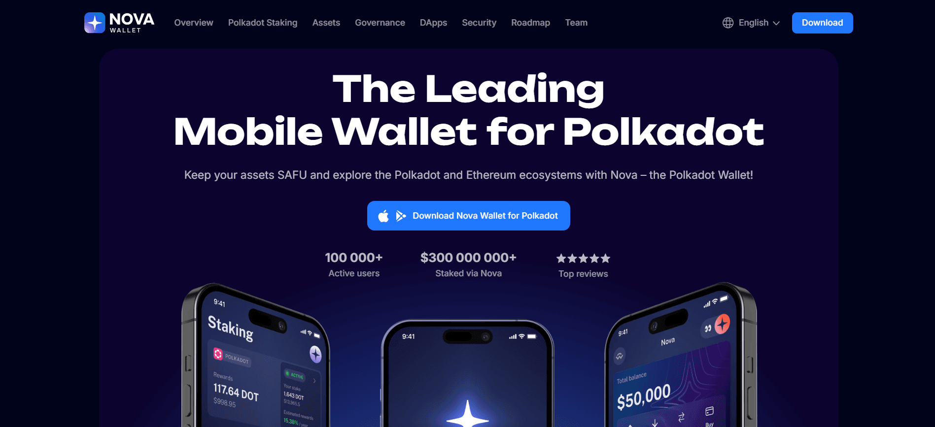 Nova Wallet website screenshot